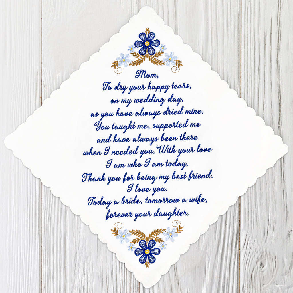 The Original “Happy Tears” Mom (Blue) Wedding Handkerchief