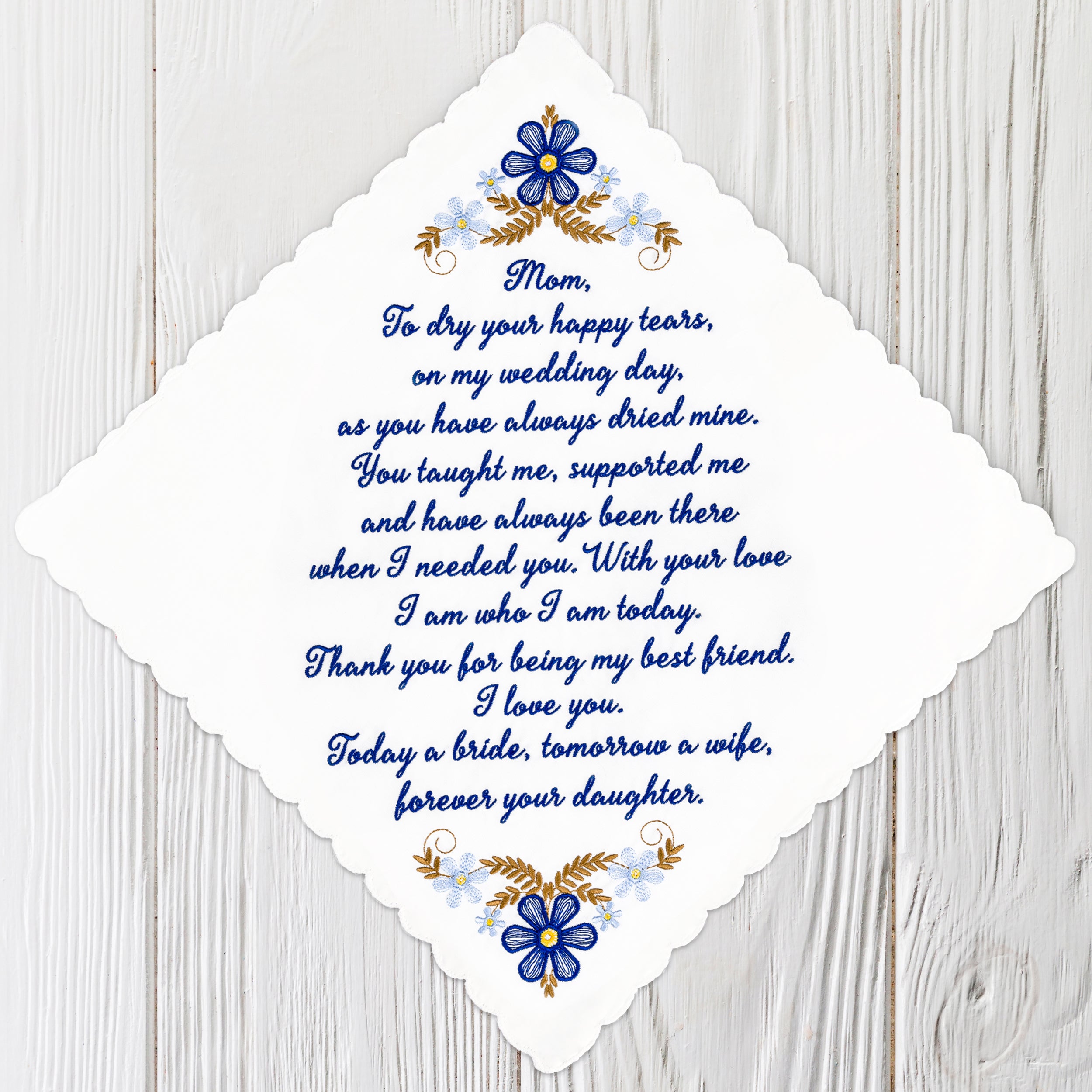 The Original “Happy Tears” Mom (Blue) Wedding Handkerchief