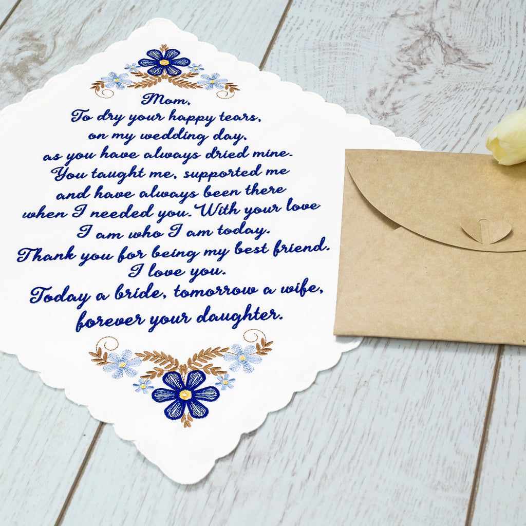 The Original “Happy Tears” Mom (Blue) Wedding Handkerchief