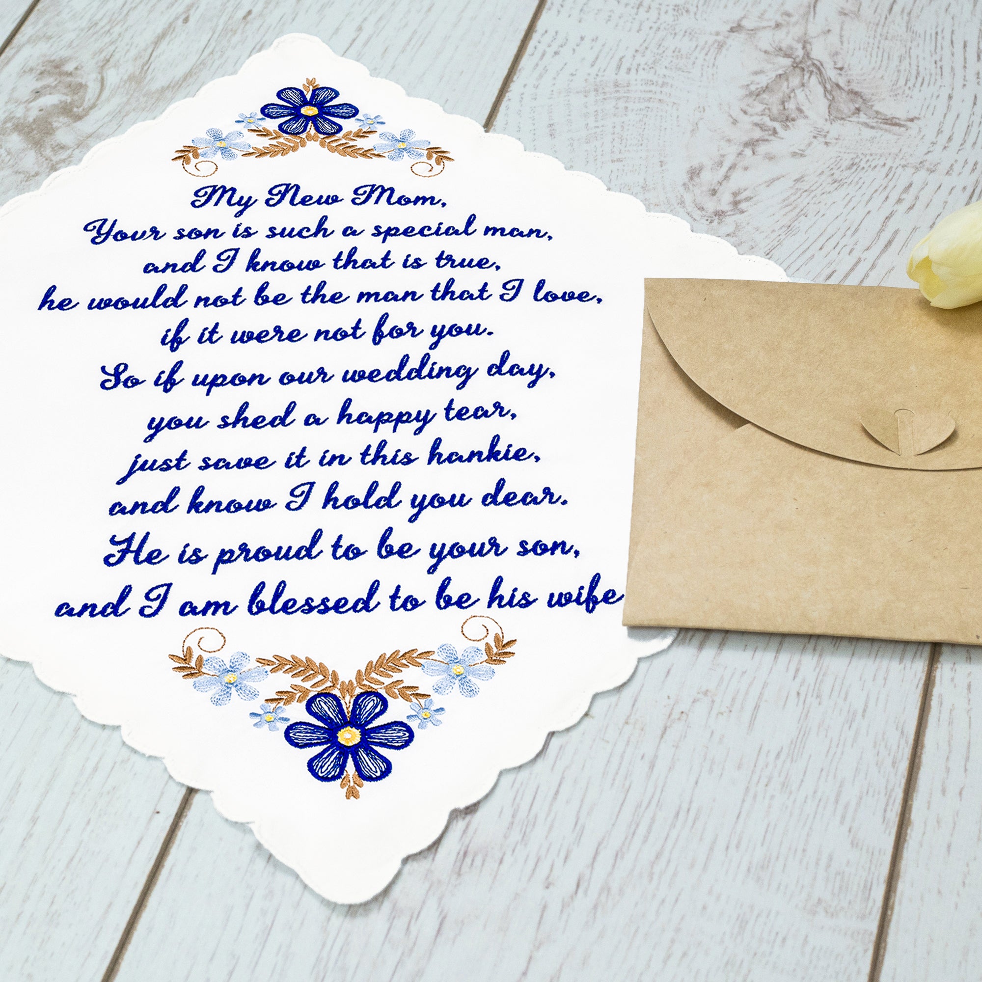 The Original “Happy Tears” New Mom (Blue) Wedding Handkerchief